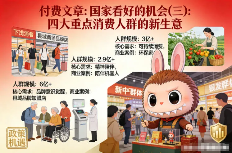 付费文章：国家看好的机会(三)：四大重点消 费人群的新生意-lanti云网创
