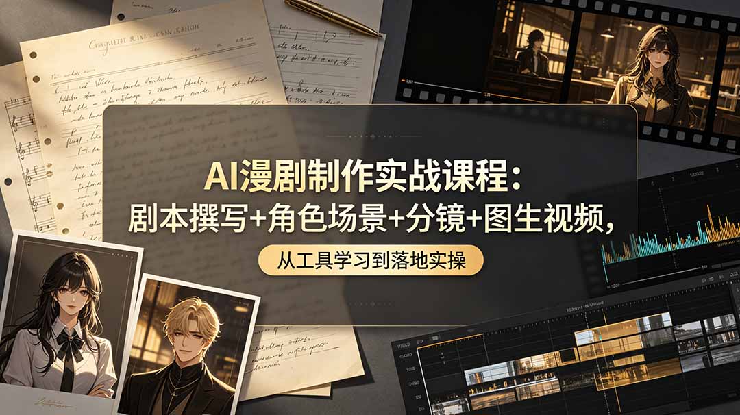 AI漫剧制作实战课程:剧本撰写+角色场景+分镜+图生视频,从工具学习到落地实操-lanti云网创