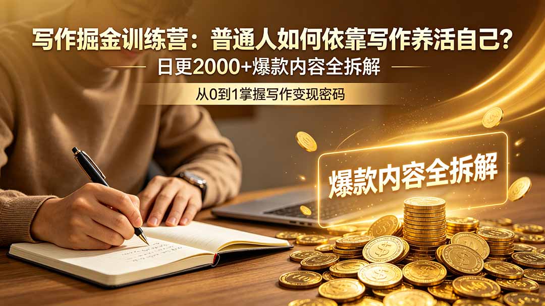写作掘金训练营：普通人如何依靠写作养活自己？日更2000+爆款内容全拆解-lanti云网创