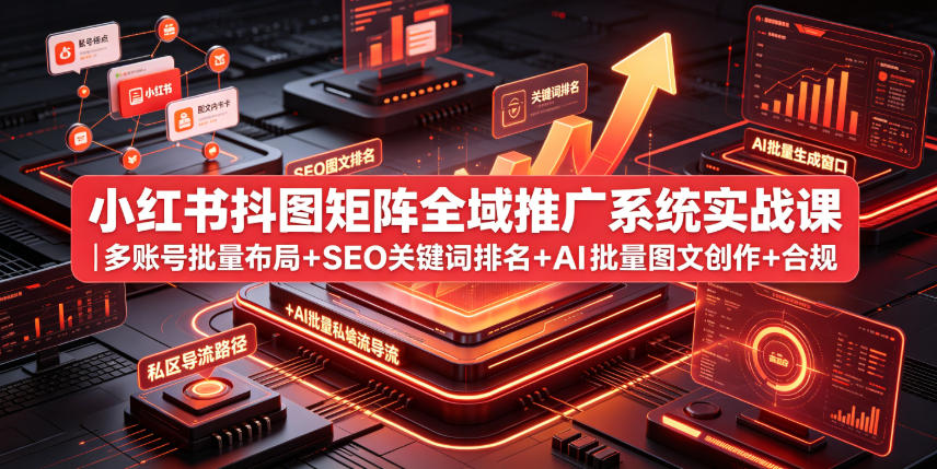 小红书抖图矩阵全域推广系统实战课|多账号批量布局+SEO关键词排名+AI批量图文创作+合规私域导流完整落地教程 1 小红书抖图矩阵全域推广系统实战课|多账号批量布局+SEO关键词排名+AI批量图文创作+合规私域导流完整落地教程