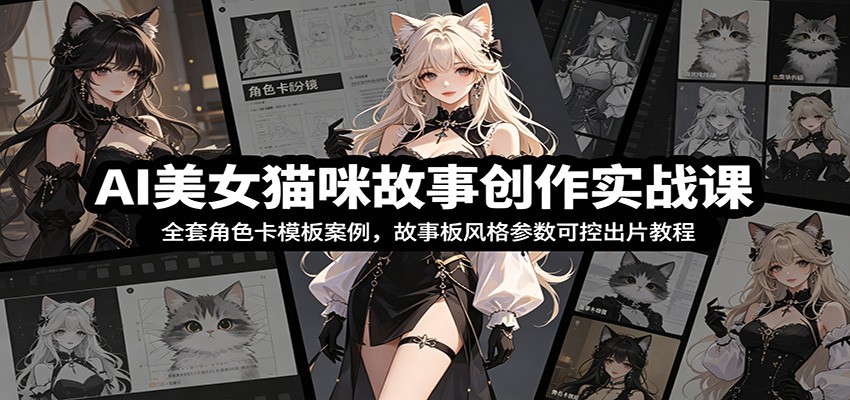 AI美女猫咪故事创作实战课：全套角色卡模板案例，故事板风格参数可控出片教程 - LanTi云网创-lanti云网创