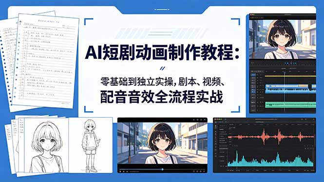 AI短剧动画制作教程：零基础到独立实操，剧本、视频、配音音效全流程实战-lanti云网创