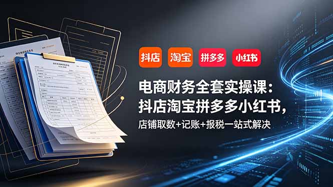 电商财务全套实操课:抖店淘宝拼多多小红书,店铺取数+记账+报税一站式解决 1 0712500bfec61c0c5fca84c14f5552b7