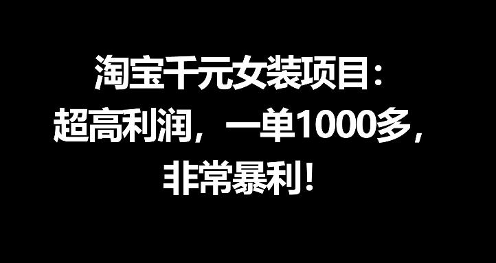 淘宝千元女装项目：超高利润，一单1000多，非常暴利-lanti云网创