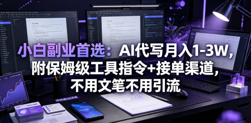 小白副业首选:AI代写月入1-3W,附保姆级工具指令+接单渠道,不用文笔不用引流【揭秘】 1 小白副业首选:AI代写月入1-3W,附保姆级工具指令+接单渠道,不用文笔不用引流【揭秘】