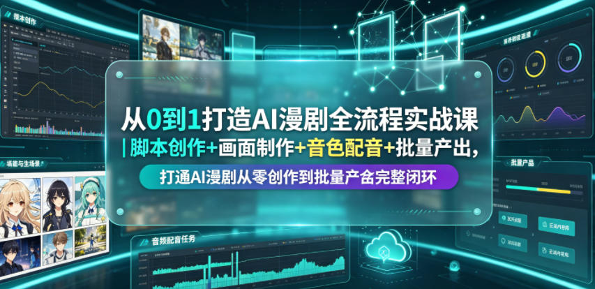 从0到1打造AI漫剧全流程实战课｜脚本创作+画面制作+音色配音+批量产出，打通AI漫剧从零创作到批量量产完整闭环-lanti云网创