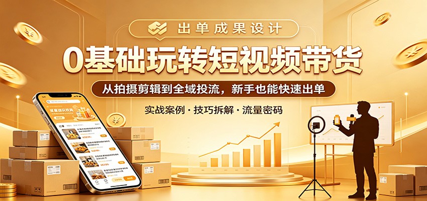 0基础玩转短视频带货：从拍摄剪辑到全域投流，新手也能快速出单-lanti云网创