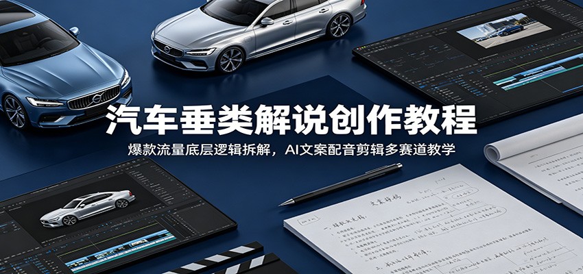 汽车垂类解说创作教程：爆款流量底层逻辑拆解，AI文案配音剪辑多赛道教学 - LanTi云网创-lanti云网创