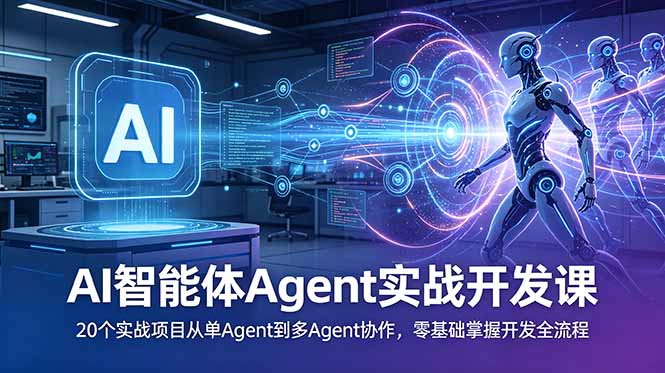 AI智能体Agent实战开发课:20个实战项目从单Agent到多Agent协作,零基础掌握开发全流程 1 108eab7638d8e556aa6a93bf0e703918