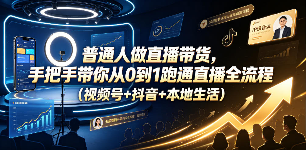 普通人做直播带货,手把手带你从0到1跑通直播全流程(视频号+抖音+本地生活) 1 普通人做直播带货,手把手带你从0到1跑通直播全流程(视频号+抖音+本地生活)
