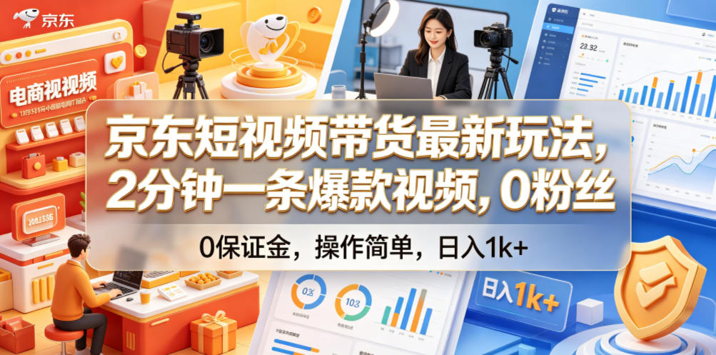 京东短视频带货最新玩法，2分钟一条爆款视频，0粉丝，0保证金，操作简单，日入1k+【揭秘】 - LanTi云网创-lanti云网创