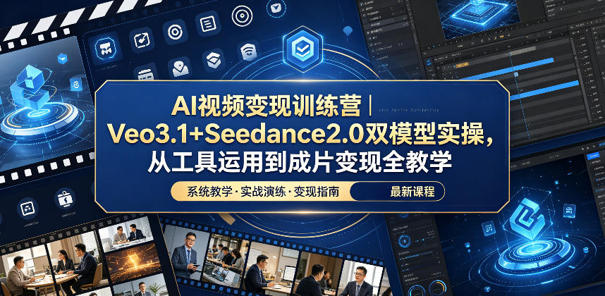 AI视频变现训练营｜Veo3.1+Seedance2.0双模型实操，从工具运用到成片变现全教学 - LanTi云网创-lanti云网创