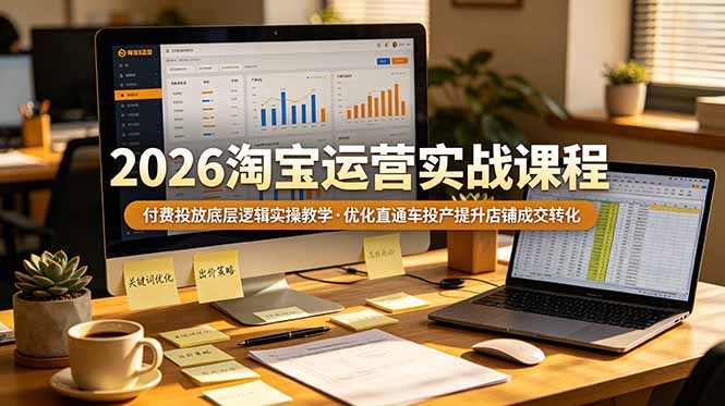 2026 淘宝运营实战课程，付费投放底层逻辑实操教学，优化直通车投产提升店铺成交转化-lanti云网创