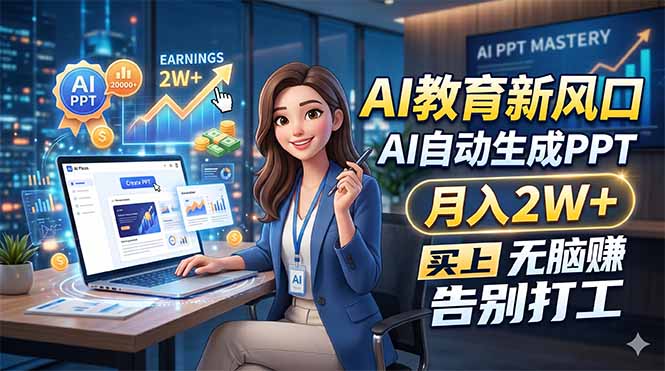 AI教育新风口，AI自动生成PPT，月入2W+，无脑赚，告别打工-lanti云网创