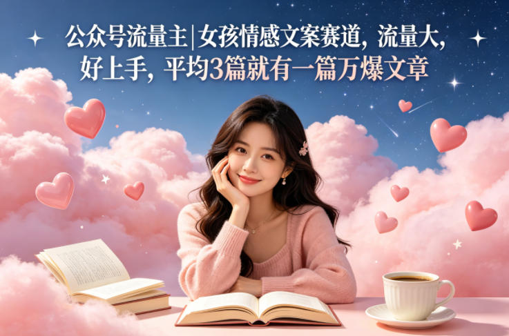 公众号流量主女孩情感文案赛道，流量大，好上手，平均3篇就有一篇万爆文章-lanti云网创