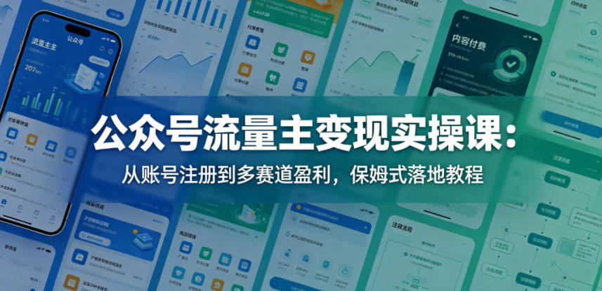 公众号流量主变现实操课：从账号注册到多赛道盈利，保姆式落地教程-lanti云网创