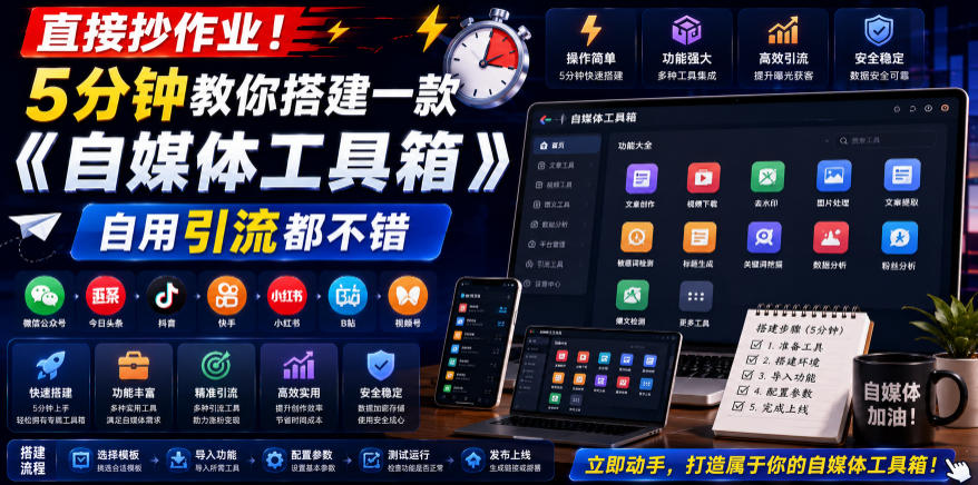直接抄作业！5分钟教你搭建一款《自媒体工具箱》，自用引流都不错-lanti云网创