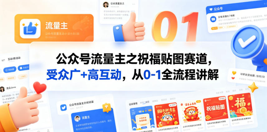 公众号流量主之祝福贴图赛道，受众广+高互动，从0-1全流程讲解-lanti云网创