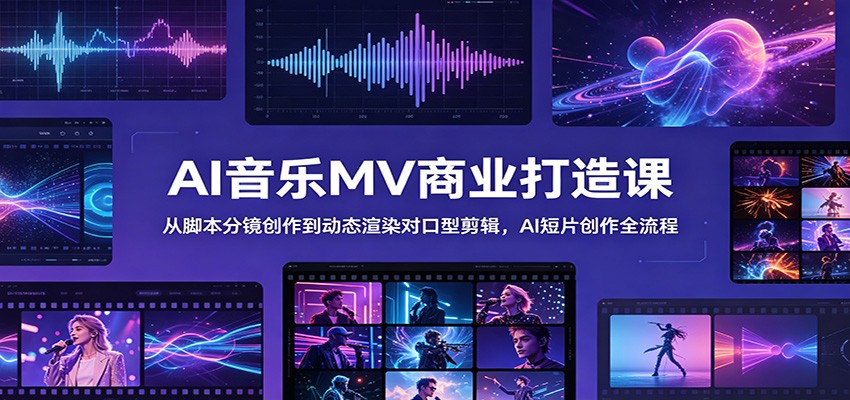 AI音乐MV商业打造课：从脚本分镜创作到动态渲染对口型剪辑，AI短片创作全流程 - LanTi云网创-lanti云网创