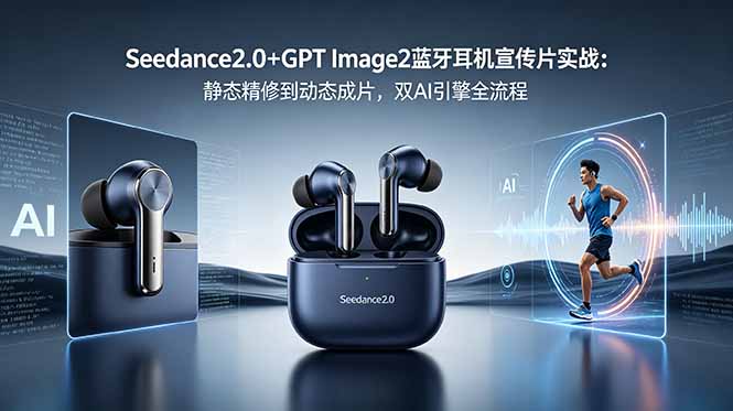 Seedance2.0+GPT Image2蓝牙耳机宣传片实战：静态精修到动态成片，双AI引擎全流程-lanti云网创