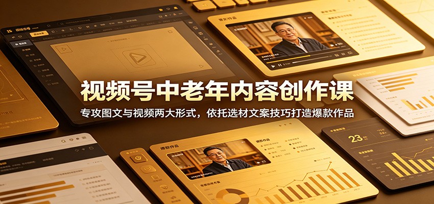 视频号中老年内容创作课：专攻图文与视频两大形式，依托选材文案技巧打造爆款作品 - LanTi云网创-lanti云网创