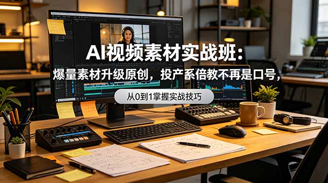 AI视频素材实战班:爆量素材升级原创,投产翻倍不再是口号,0-1系统教学实战落地 1 2e044713cfc9eb0695fdb71a4ff71a65