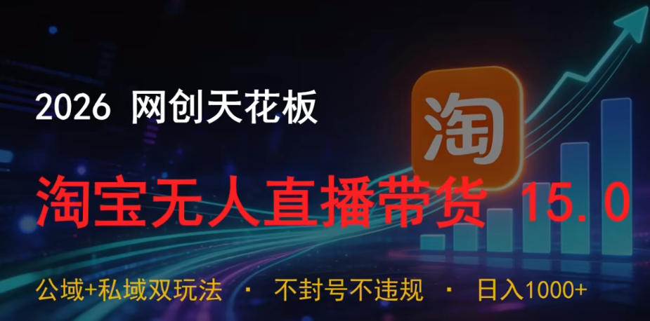2026网创天花板，淘宝无人直播带货15.0，公域+私域双玩法，日入1k+，不违规不封号【揭秘】-lanti云网创