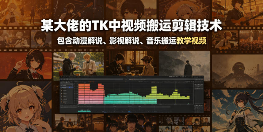 某大佬的TK中视频搬运剪辑技术,包含动漫解说、影视解说、音乐搬运教学视频 1 某大佬的TK中视频搬运剪辑技术,包含动漫解说、影视解说、音乐搬运教学视频