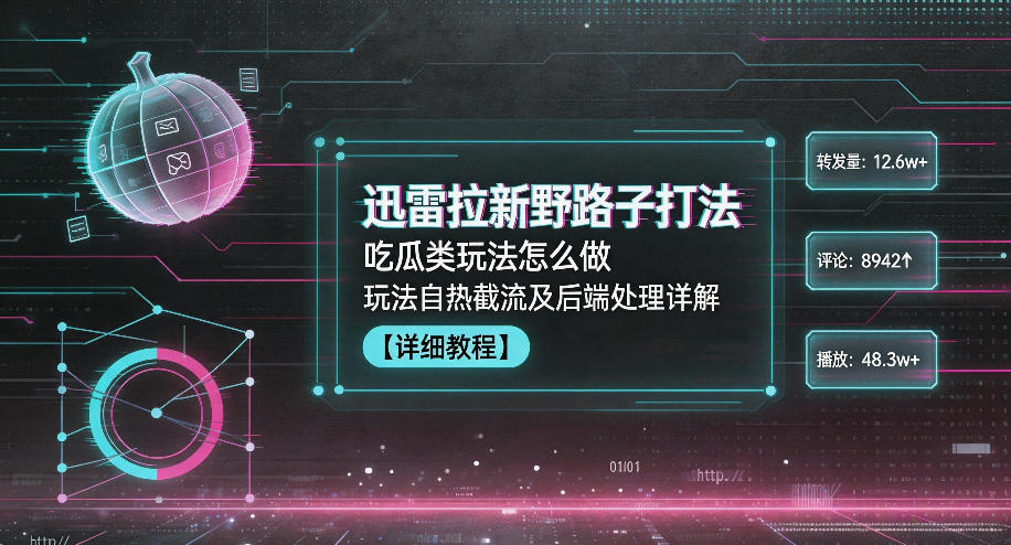 迅雷拉新野路子打法,吃瓜类玩法怎么做,玩法自热截流及后端处理详解 1 迅雷拉新野路子打法,吃瓜类玩法怎么做,玩法自热截流及后端处理详解