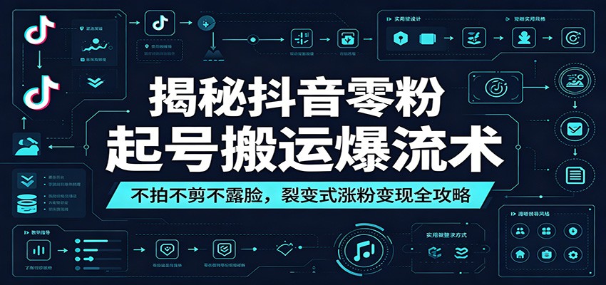 揭秘抖音零粉起号搬运爆流术：不拍不剪不露脸，裂变式涨粉变现全攻略-lanti云网创
