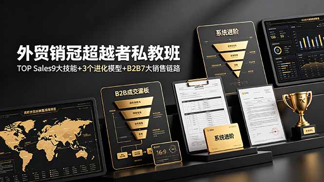 外贸销冠超越者私教班：TOP Sales9大技能+3个进化模型+B2B7大销售链路，系统进阶-lanti云网创
