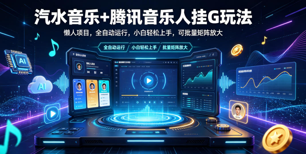 汽水音乐+腾讯音乐人挂G玩法,懒人项目,全自动运行,小白轻松上手,可批量矩阵放大【揭秘】 1 汽水音乐+腾讯音乐人挂G玩法,懒人项目,全自动运行,小白轻松上手,可批量矩阵放大【揭秘】