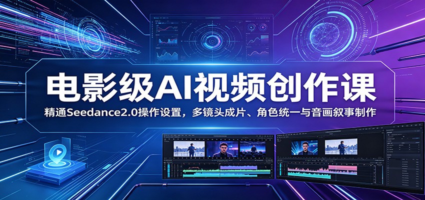 电影级AI视频创作课：精通Seedance2.0操作设置，多镜头成片、角色统一与音画叙事制作 - LanTi云网创-lanti云网创