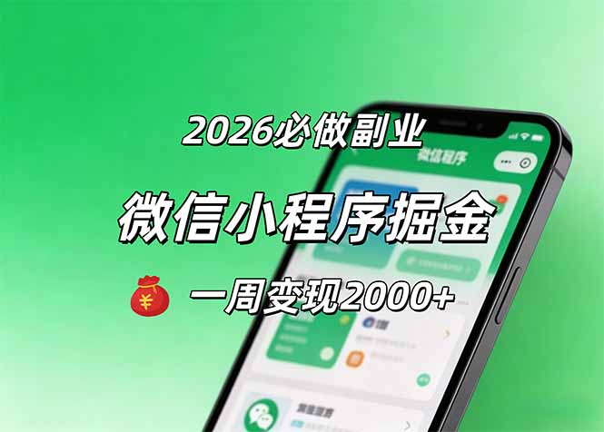 2026微信小程序掘金，简单好上手，一周变现2000+-lanti云网创