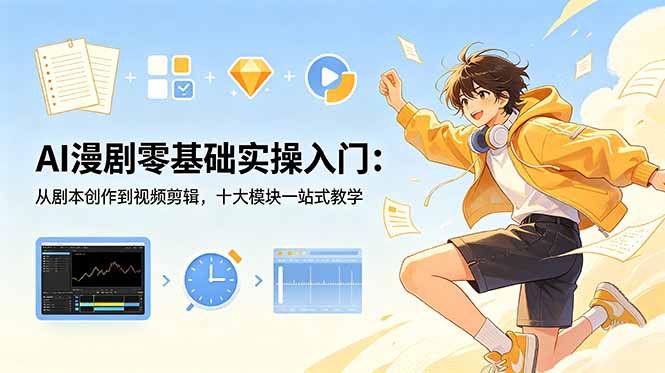 AI漫剧零基础实操入门:从剧本创作到视频剪辑,十大模块一站式教学-lanti云网创