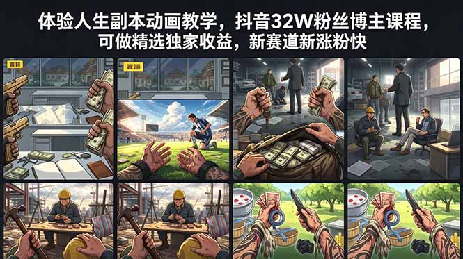 体验人生副本动画教学, 抖音32W粉丝博主课程,可做精选独家收益,新赛道新涨粉快 1 40c760137f10118eea3f01693de94c7c