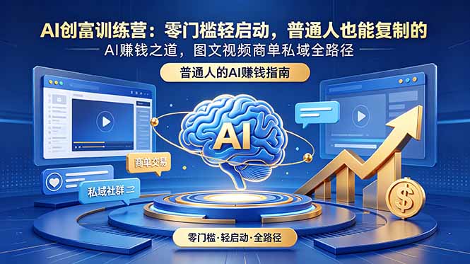 AI创富训练营：零门槛轻启动，普通人也能复制的AI赚钱之道，图文视频商单私域全路径-lanti云网创