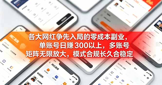 各大网红争先入局的零成本副业,单账号日赚 300 以上,多号矩阵可放大,模式合规长久稳定! 1 4543a2c8b7693eff0c3b2a50d902d639