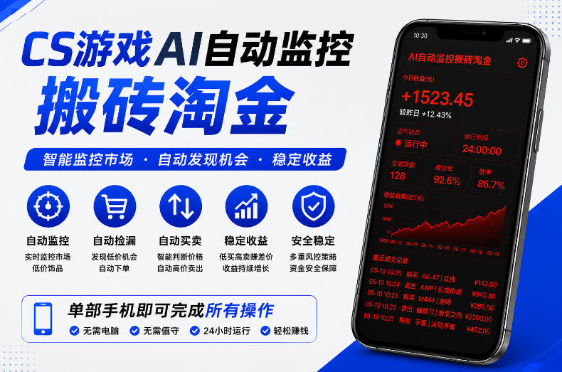 CS游戏AI自动监控搬砖淘金,稳定运行多年,支持任何形式验证,日入300+【揭秘】 1 CS游戏AI自动监控搬砖淘金,稳定运行多年,支持任何形式验证,日入300+【揭秘】