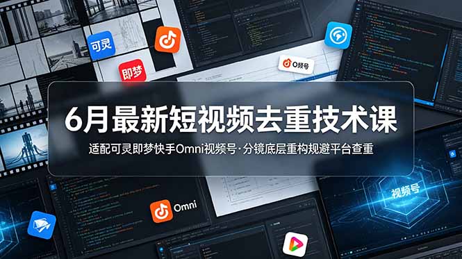 6月最新短视频去重技术课,适配可灵即梦快手Omni视频号,分镜底层重构规避平台查重 1 48478171aa528e620f41b3366658d9f1