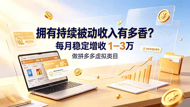 拥有持续被动收入有多香?做拼多多虚拟类目,每月稳定增收 1-3 万 1 486f135d291c195b8d83de6e62c69f3e