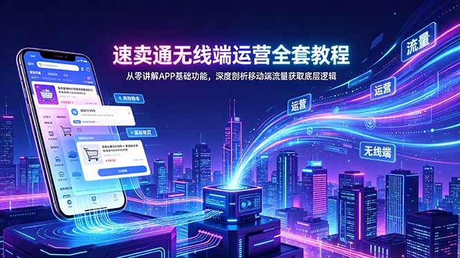 速卖通无线端运营全套教程，从零讲解APP基础功能，深度剖析移动端流量获取底层逻辑-lanti云网创