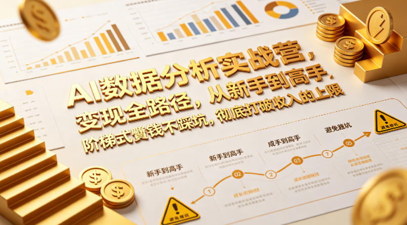 AI数据分析实战营，变现全路径，从新手到高手，阶梯式賺钱不踩坑，彻底打破收入的上限-lanti云网创