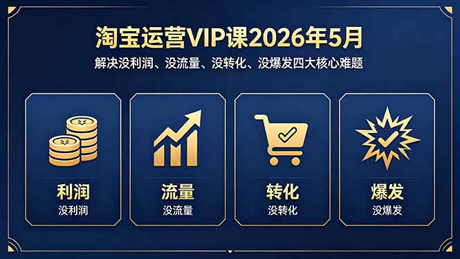 淘宝运营VIP课2026年5月：解决没利润、没流量、没转化、没爆发四大核心难题-lanti云网创