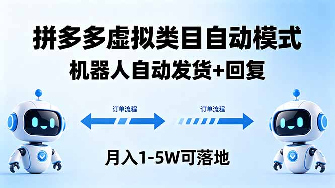 多多虚拟类目自动模式，机器人自动发货 + 回复，月入 1-5W 可落地-lanti云网创