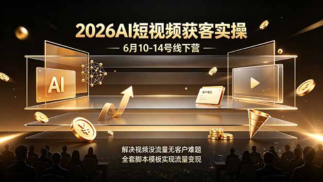 2026AI短视频获客实操6月10-14号线下营,解决视频没流量无客户难题,全套脚本模板实现流量变现 1 5a0d01ba503fca8e2155276614fc7e8f