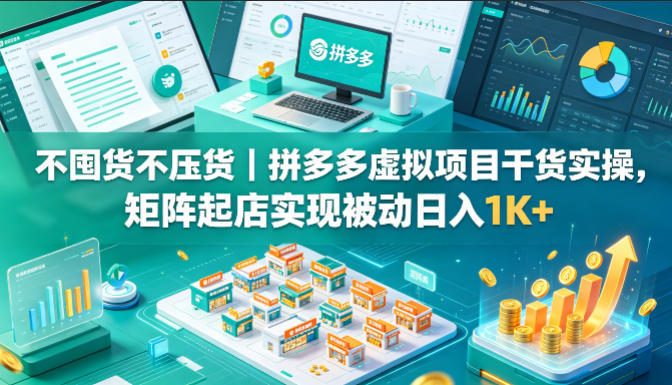 不囤货不压货｜拼多多虚拟项目干货实操，矩阵起店实现被动日入1K+【揭秘】-lanti云网创