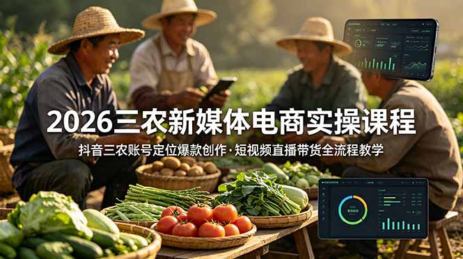 2026三农新媒体电商实操课程：抖音三农账号定位爆款创作，短视频直播带货全流程教学 - LanTi云网创-lanti云网创