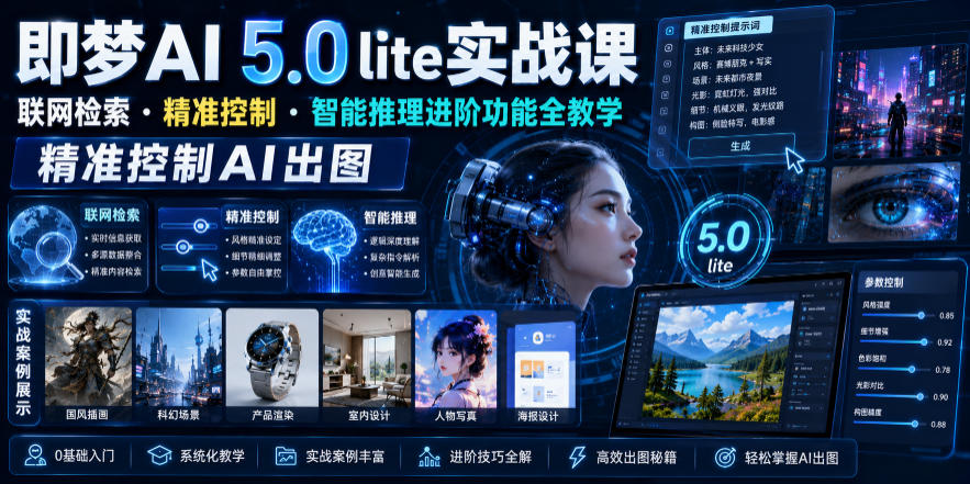 即梦AI 5.0 lite实战课，联网检索・精准控制・智能推理进阶功能全教学，精准控制AI出图-lanti云网创
