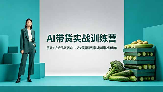 AI带货实战训练营，服装+农产品双赛道，从账号搭建到素材剪辑快速出单-lanti云网创